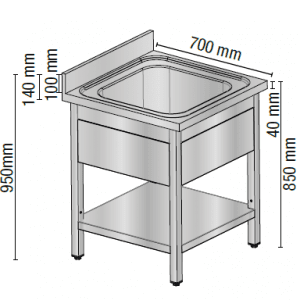Alternative view of RADNI STOL OD NEHRĐAJUĆEG ČELIKA SA SUDOPEROM